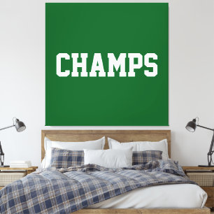 Lienzo Atleta Deportivo CHAMPS Texto Blanco Sobre Verde I