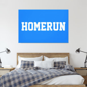 Lienzo Atletico Azul Brillante Deportivo Texto HOMERUN Bl