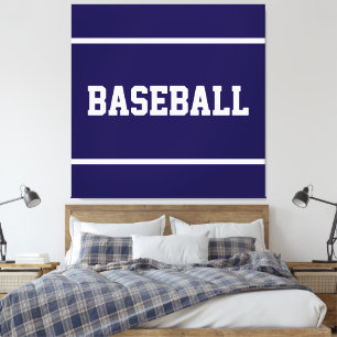 Lienzo Atletico Azul Marino Blanco Texto Rayas BEISBOL