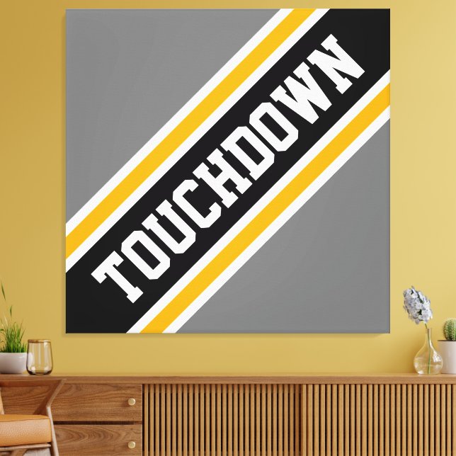 Lienzo Atlético negrita Black Gray Yellow TOUCHDOWN Strip (Insitu (Sala de estar))
