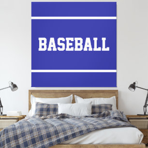 Lienzo Atletico Verano Azul Blanco Texto de BÉISBOL Rayas