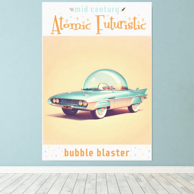 Lienzo Atomic Futuristic Bubble Blaster Car (Insitu (piso de madera))