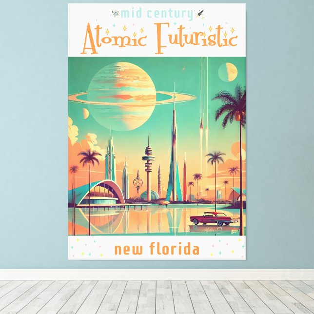 Lienzo Atomic Futuristic New Florida (Insitu (piso de madera))