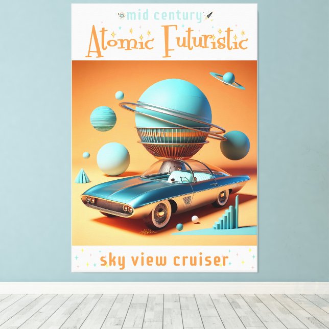 Lienzo Atomic Futuristic Sky View Cruiser Car  (Insitu (piso de madera))