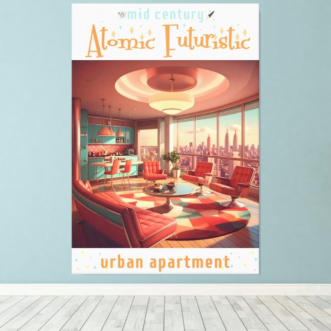 Lienzo Atomic Futuristic Urban Apartment (Insitu (piso de madera))