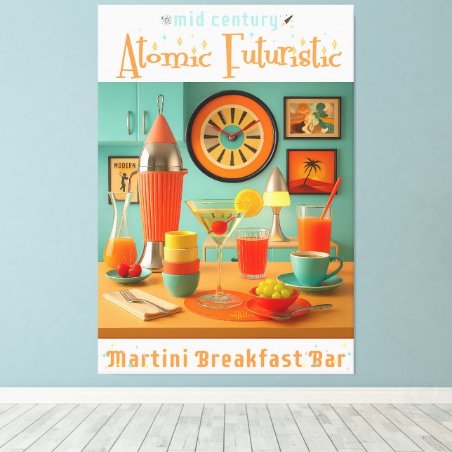 Lienzo Atomic Retro Futuristic Martini Breakfast Bar (Insitu (piso de madera))