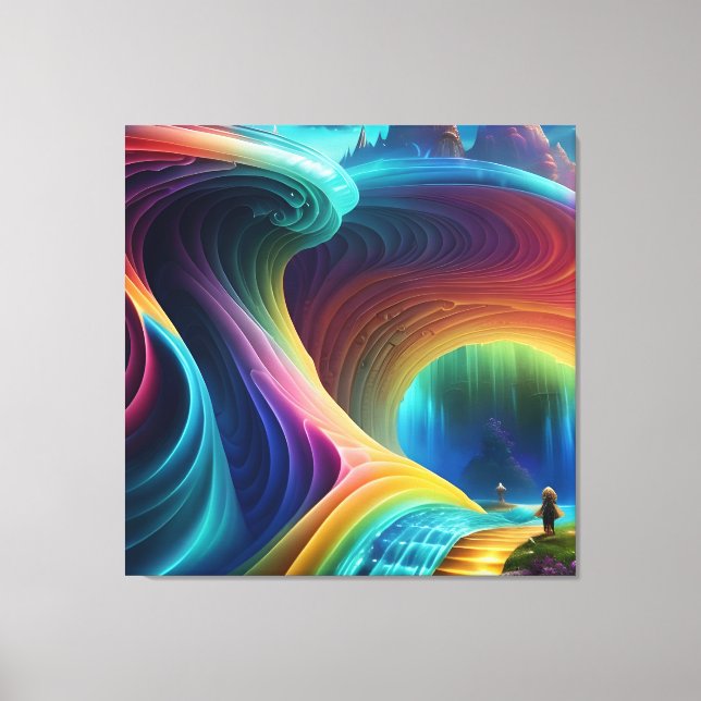 Lienzo Atractivo paisaje de cascada de arcoiris (Anverso)
