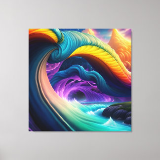 Lienzo Atractivo paisaje de cascada de arcoiris