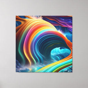 Lienzo Atractivo paisaje de cascada de arcoiris