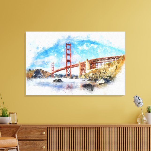 Lienzo Atractivo pastel del puente Golden Gate en San Fra (Insitu (Sala de estar))