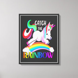 Lienzo Atrapa el diseño de Unicornio de Arcoíris