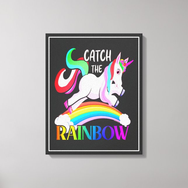 Lienzo Atrapa el diseño de Unicornio de Arcoíris (Anverso)