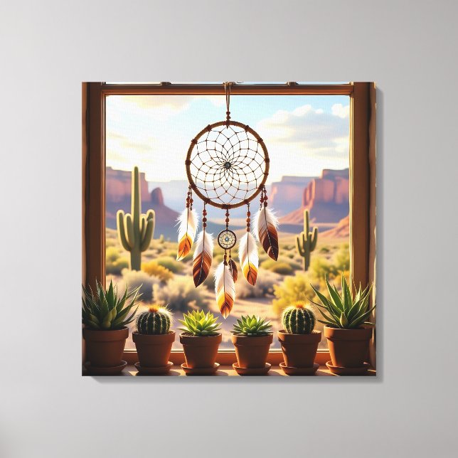 Lienzo Atrapasueños, Cañones del Desierto, Cactus (Anverso)