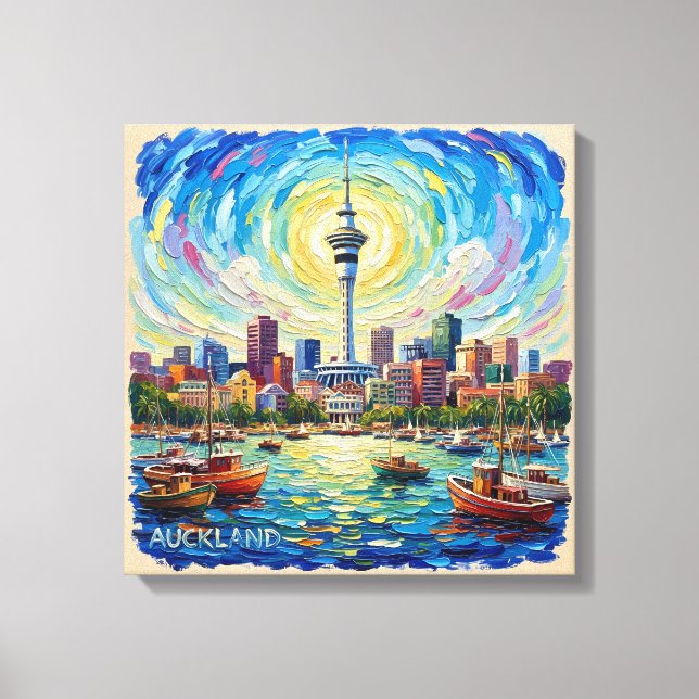 Lienzo Auckland Harbor Skyline Radiance Canvas Art (Anverso)