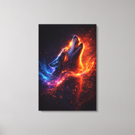 Lienzo Aullido Eléctrico – Lobo de Fuego y Hielo en Impre