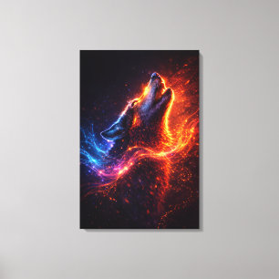 Lienzo Aullido Eléctrico – Lobo de Fuego y Hielo en Impre