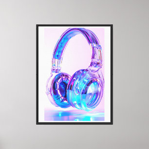 Lienzo Auriculares Crystal - Neon Glow Wall Art para músi