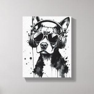 Lienzo Auriculares Guay Dog Mascotas cortos Tinta blanca 