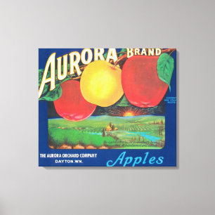 Lienzo Aurora Apple Label (azul) - Dayton, WA