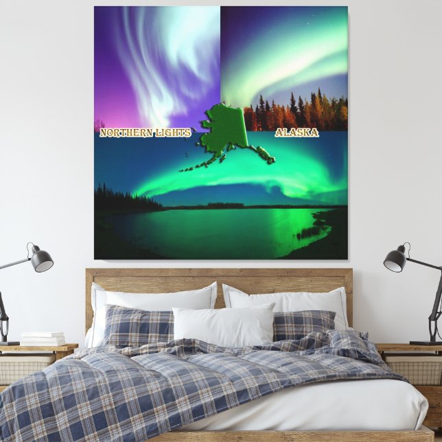 Lienzo Aurora boreal del collage de Alaska (Insitu(Dormitorio))