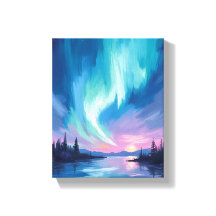 Aurora Boreal Invierno Acuarela