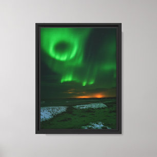 Lienzo Aurora Borealis sobre la costa de nieve