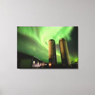 Lienzo Aurora Borealis Sobre La Granja De Alberta Silos