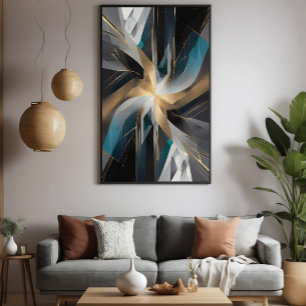 Lienzo Aurora geométrica de oro