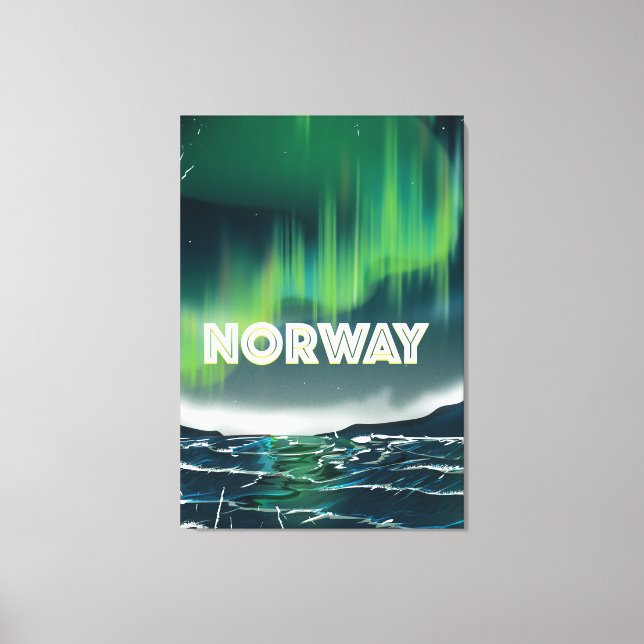 Lienzo Aurora Noruega Afiche de Viajes (Anverso)