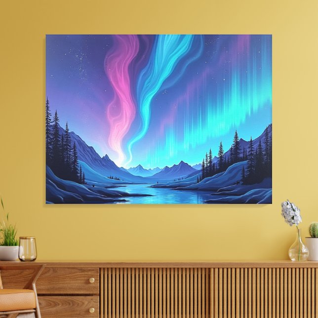Lienzo Aurora Tide – Premium 40"x32" Fluid Art Canvas (Insitu (Sala de estar))