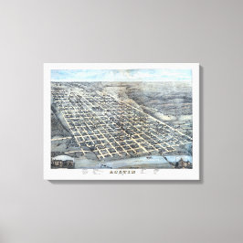Lienzo Austin, Texas Antique Aerial City Map de 1873