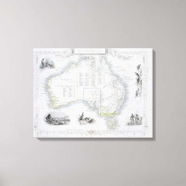 Lienzo Australia, de una serie de mapas mundiales publica (Anverso)