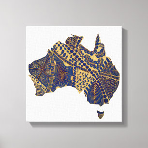 Lienzo Australia Doodle Tan Red Blue