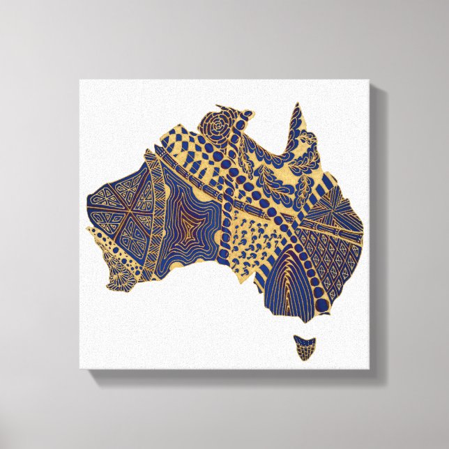 Lienzo Australia Doodle Tan Red Blue (Anverso)