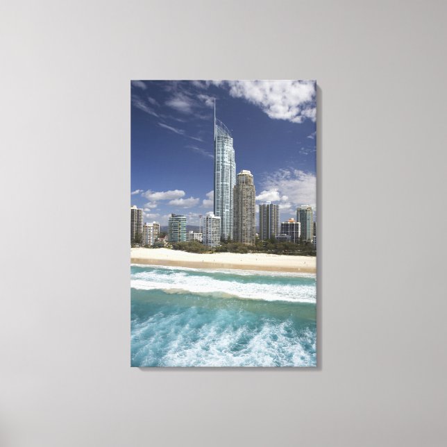Lienzo Australia, Queensland, Costa de Oro, Surfistas (Anverso)