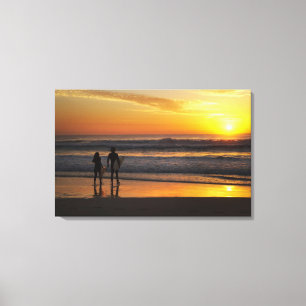 Lienzo Australia, Queensland, Costa de Oro, surfistas en