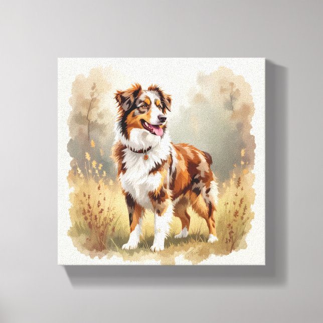 Lienzo Australian Shepherd Dog Red Merle Aussie (Anverso)