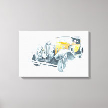 Auto retro vintage amarillo.