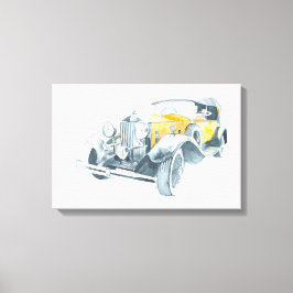 Lienzo Auto retro vintage amarillo.