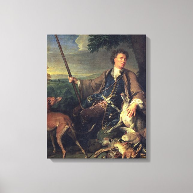 Lienzo Autoretrato como cazador, 1699 (aceite sobre lienz (Anverso)