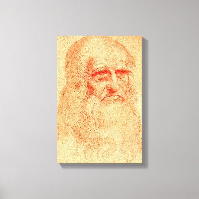 Lienzo Autoretrato de tiza roja de Leonardo da Vinci (Anverso)
