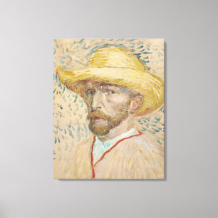 Lienzo Autoretrato de Van Gogh con gorra de paja