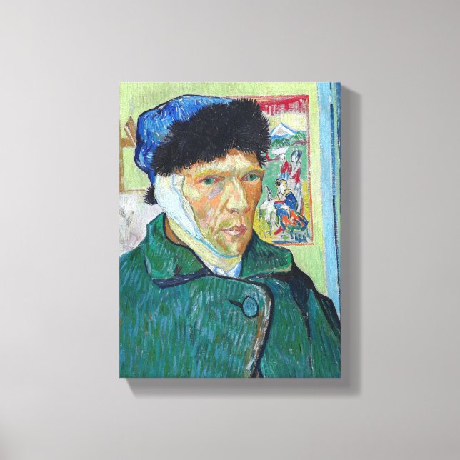 Lienzo Autorretrato de Vincent van Gogh con la oreja vend (Anverso)