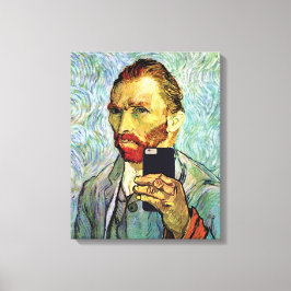 Lienzo Autorretrato de Vincent Van Gogh con selfie de tel