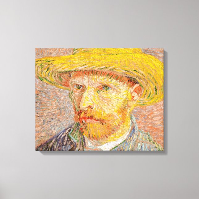 Lienzo Autorretrato de Vincent Van Gogh con sombrero de p (Anverso)
