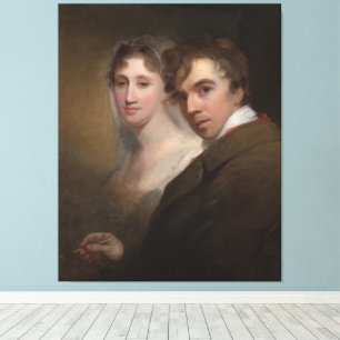 Lienzo Autorretrato del artista pintando a su esposa
