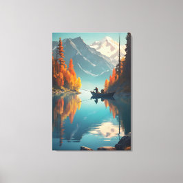 Lienzo Autumn Lake Fishing | Mountain Wall Art
