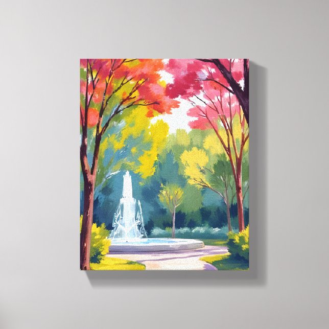 Lienzo Autumn Park Fall Foliage Watercolor (Anverso)