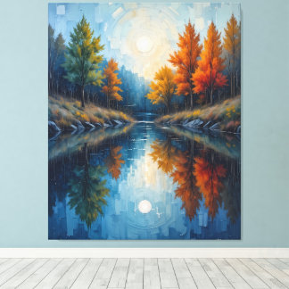 Lienzo Autumn’s Mirror: Where Sky Meets Water