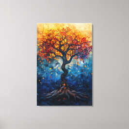 Lienzo Autumn Tree Mosaic Geometric Glow Art